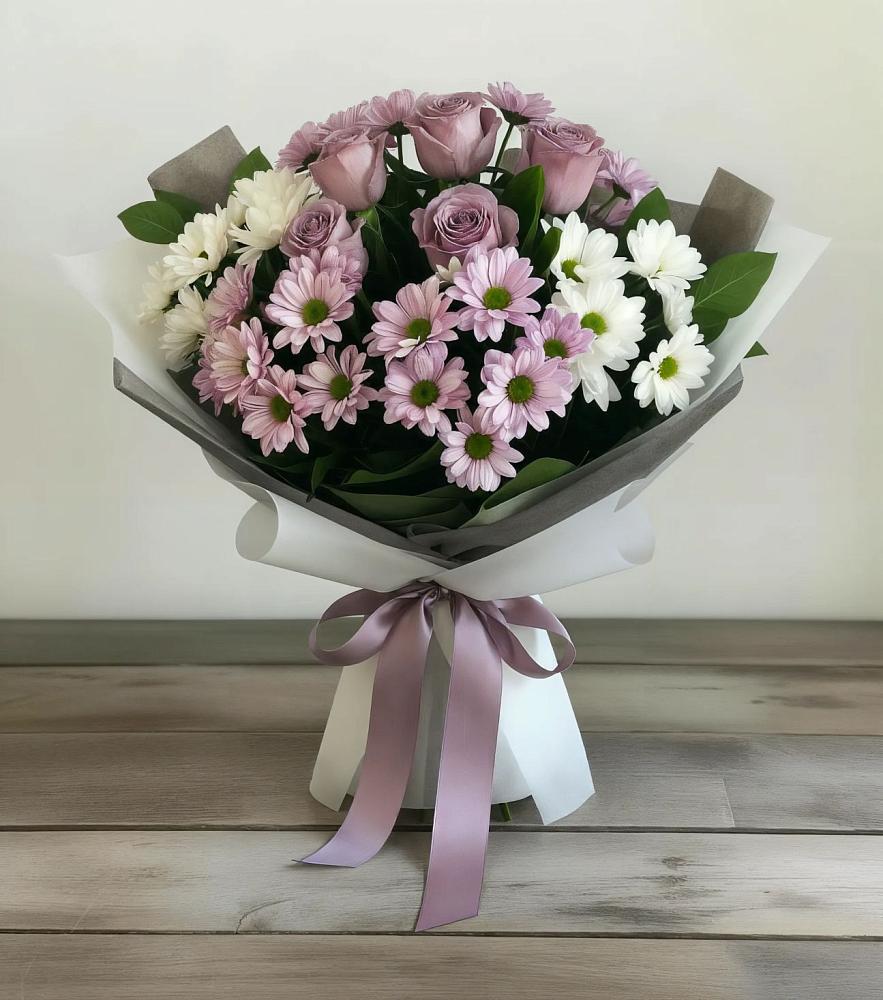 Букет цветов из: Хризантемы и Розы в Кулой