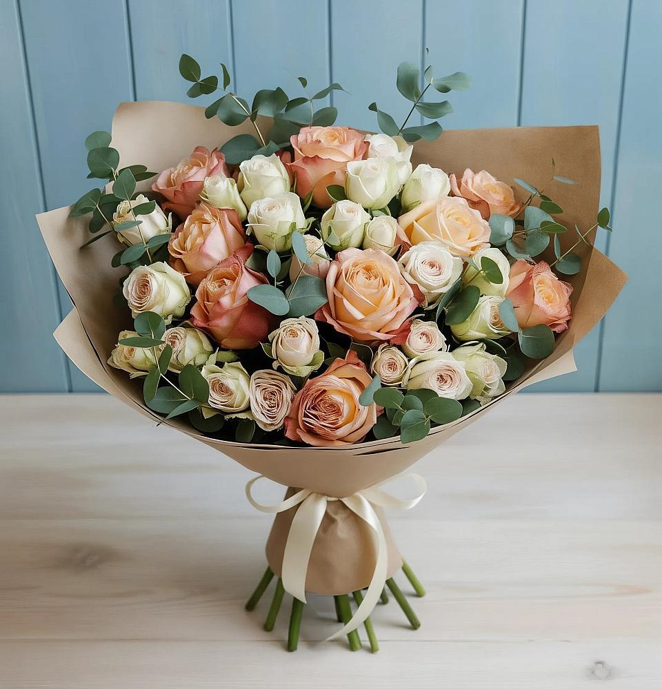 Букет цветов из: Альстромерии и Розы в Кулой