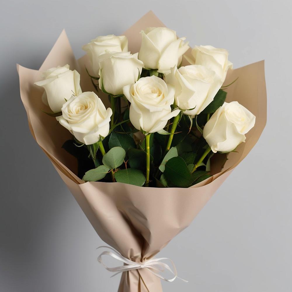 Букет 9 Белых роз Эдлесс Лав в Кулой