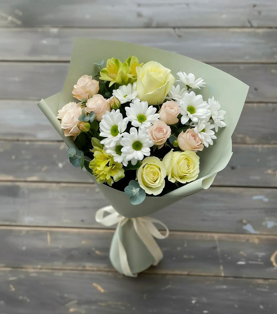 Букет цветов из: Альстромерии, Розы и Хризантемы в Кулой