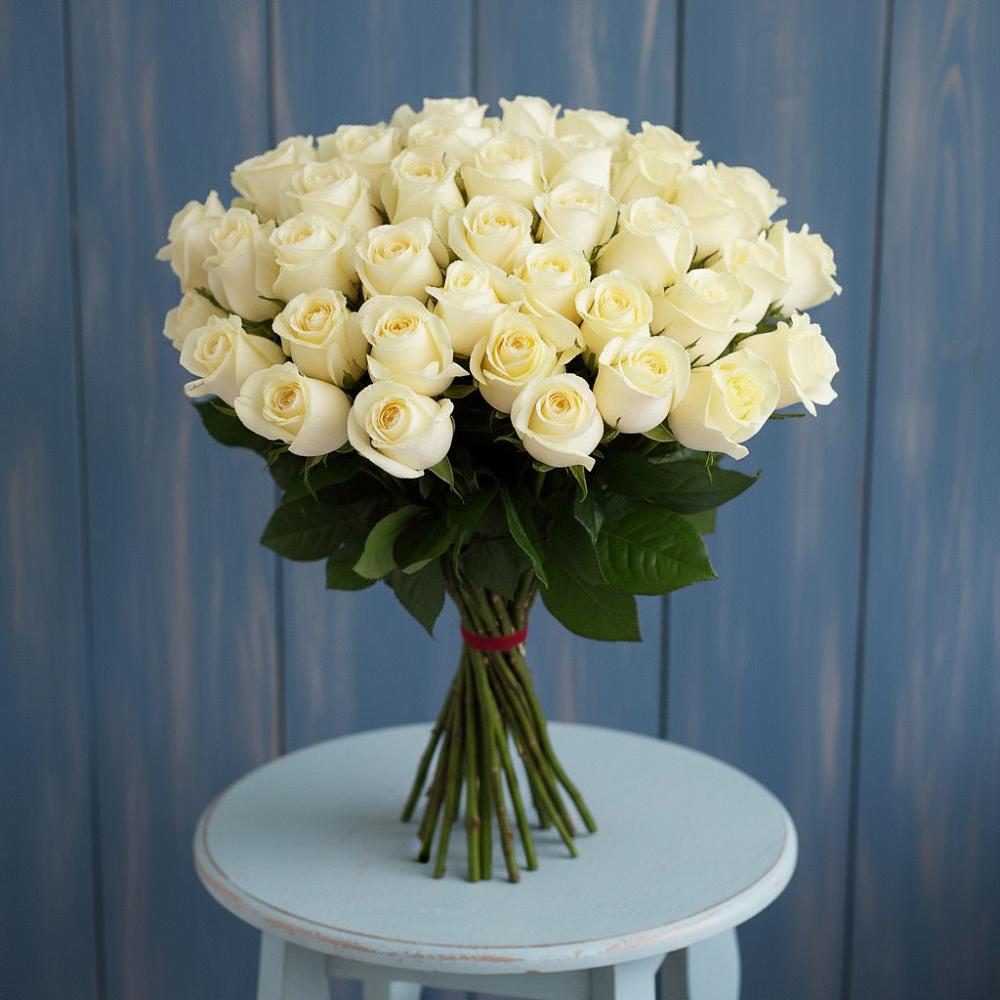 Букет 51 Белая роза Эдлесс Лав в Кулой