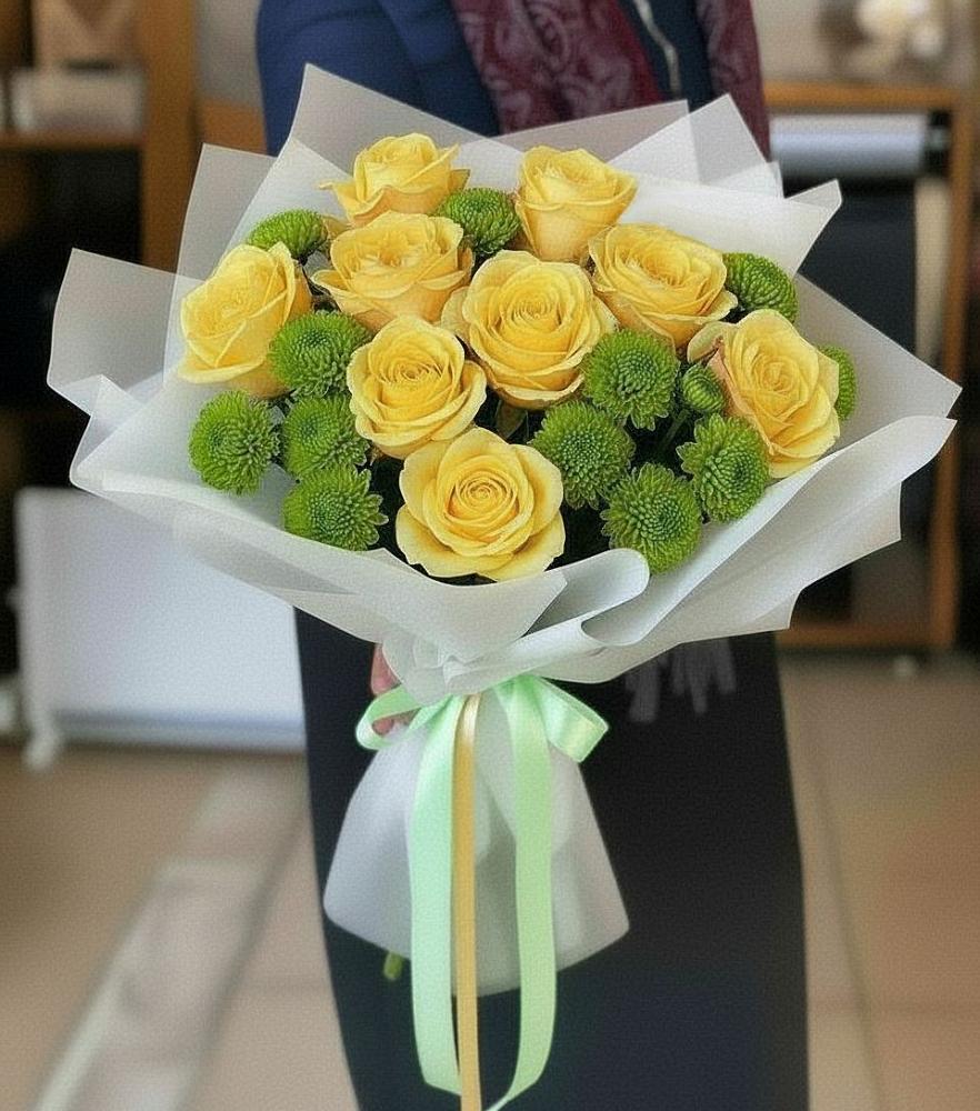 Букет цветов из: Хризантемы и Розы в Кулой