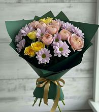 Букет цветов из:  Хризантемы и Розы в Кулой