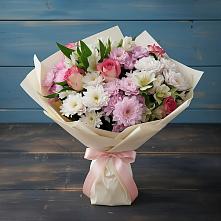 Букет цветов из:  Хризантемы, Альстромерии и Розы в Кулой