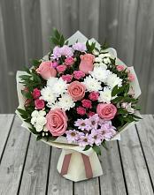 Букет цветов из:  Альстромерии, Гвоздики, Розы и Хризантемы в Кулой