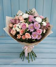 Букет цветов из:  Хризантемы, Розы и Альстромерии в Кулой