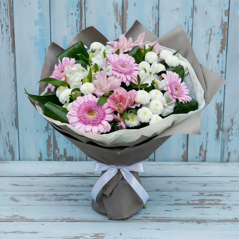 Букет цветов из: Герберы, Альстромерии и Хризантемы в Кулой
