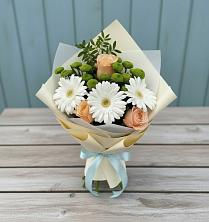 Букет цветов из:  Герберы, Розы и Хризантемы в Кулой